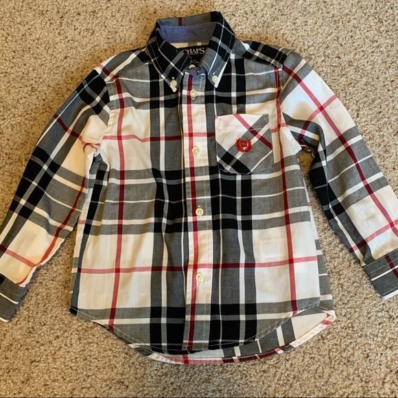 Chaps Shirts & Tops Euc 3t Chaps Whiteblackred Dress Shirt Poshmark